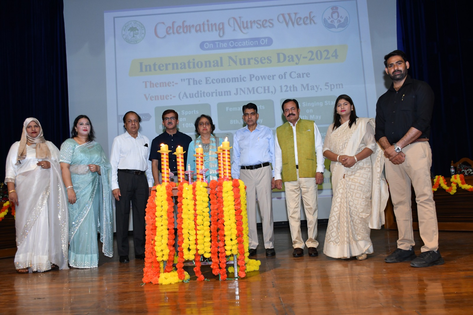 Prof Wasim Ali Prof Veena Maheshwari Prof. Rafiuddin,  Prof. Haris Manzoor Khan Prof Mohd. Wasim Rizvi Prof. Farha Azmi and  Mrs. Shahana Parveen during the international nurses day observed .jpg