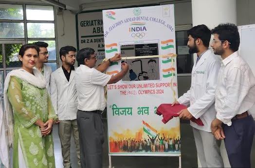 Prof. N.D. Gupta Prof Neha and others during the Campaign for Summer Olympics 2024.jpg