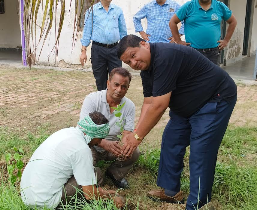 Dr Sabahuddin Ahmad and Dr Pallav Vishnu sapling the plant at dept of Linguistics .jpg